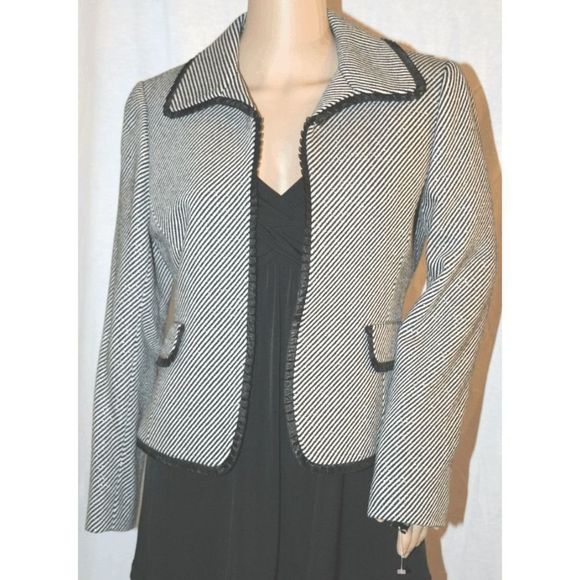 TAHARI 🐾ARTHUR LEVINE WOOL JACKET DRESSY 3/4 SLEEVE SPECKLED BLACK, Sz 4p, $340 - Picture 1 of 6
